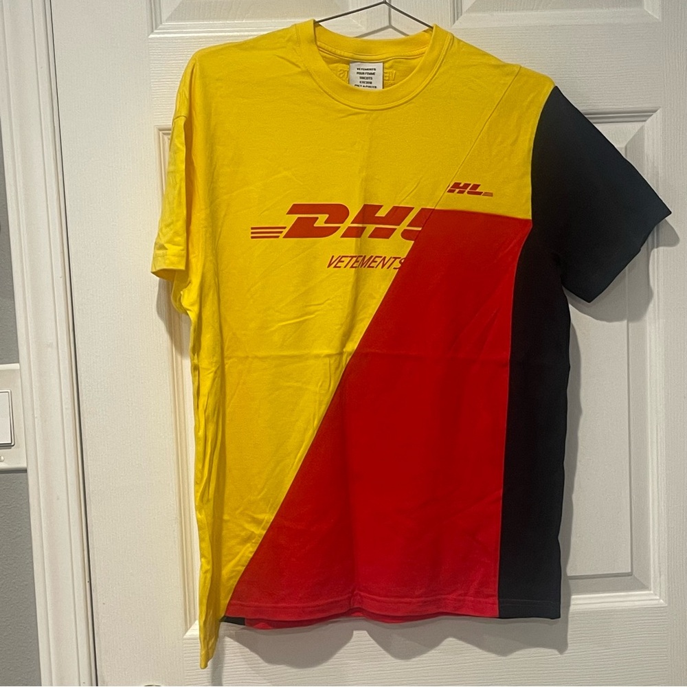 Vetements x DHL SS18 Reconstructed Oversized Tee Yellow Red XS